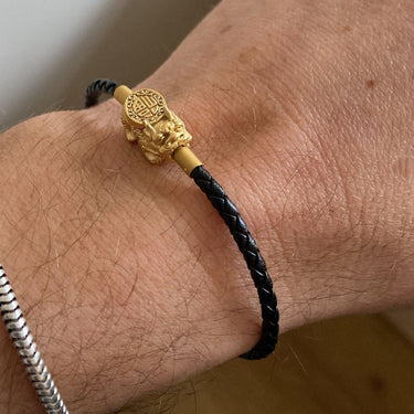 Feng Shui Pixiu & Braided Leather WEALTH Bracelet